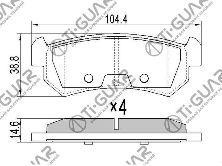 Тормозные колодки TG-3348/PN0376* Ti·GUAR Тормозные колодки TG-3348/PN0376* Ti·GUAR